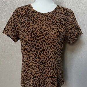 Universal Thread Tan and Black Leopard Print Short Sleeve Top, size L. New!